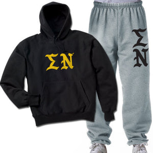 Sigma Nu Hoodie and Sweatpants, Printed Old English Letters, Package Deal - CAD