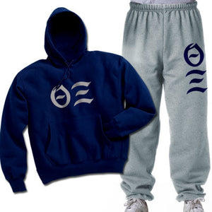 Theta Xi Hoodie and Sweatpants, Printed Old English Letters, Package Deal - CAD