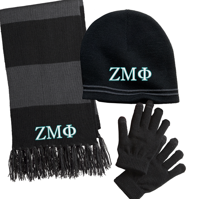 Zeta Mu Phi Winter Beanie, Scarf and Gloves Package - EMB