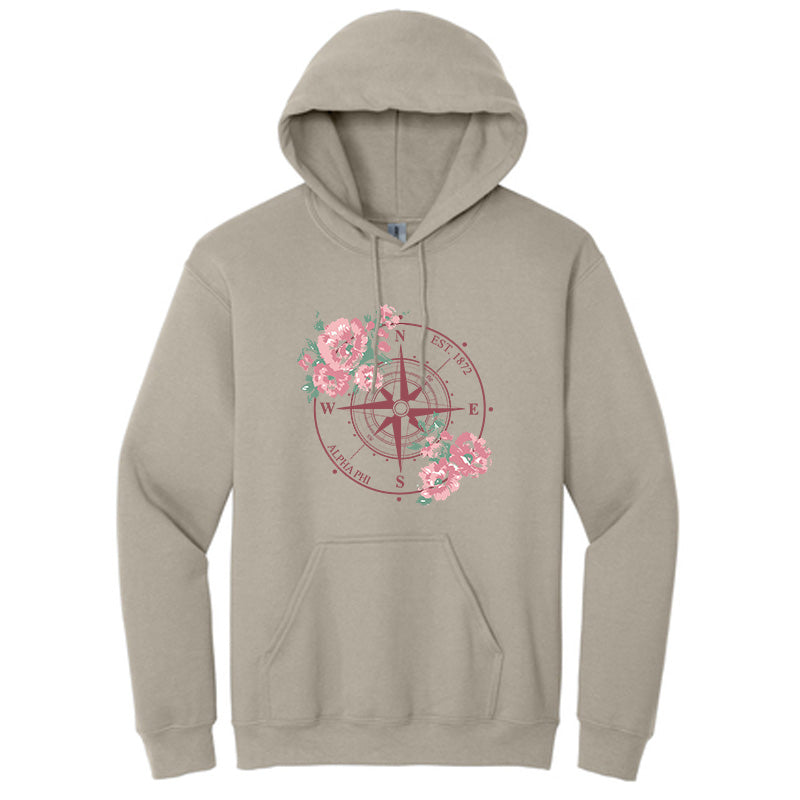 Printed Flower Compass Hoodie Design