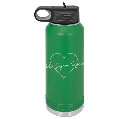 Polar Camel® Sorority 32oz. Water Bottle, Big Heart Script Engraving - LWB201-LWB217 - LZR