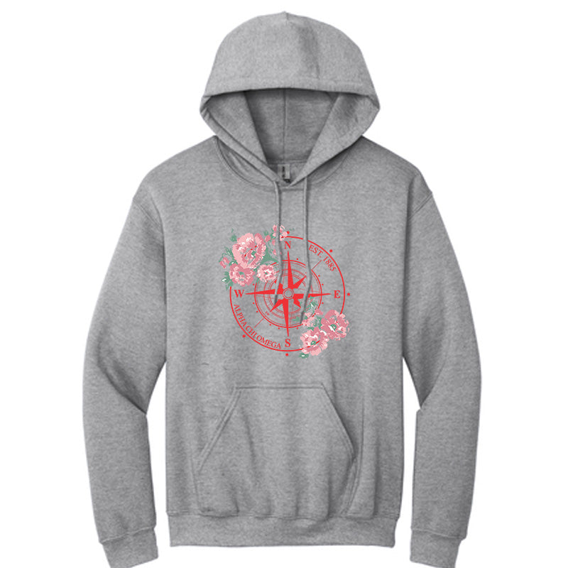 Printed Flower Compass Hoodie Design