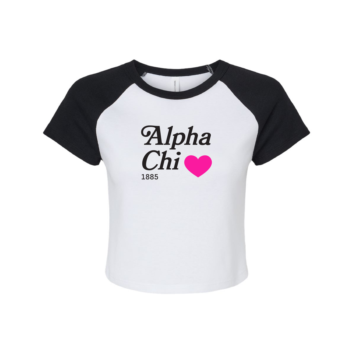 Custom Sorority Bella+Canvas Cropped Raglan Tee with Glowing Heart