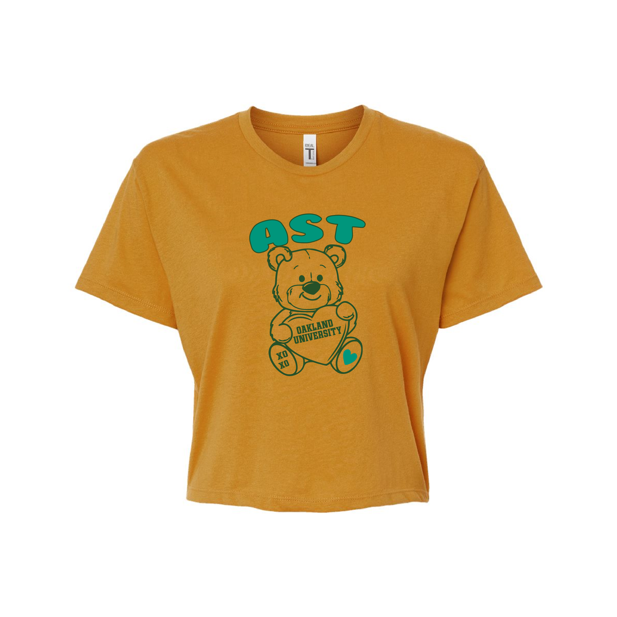 Custom Sorority Next Level Ideal Crop Top with XO XO Sweetheart Bear