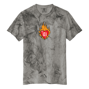 Greek Color Blast Heavyweight T-Shirt, Printed Flaming Heart Design - 1745 - DTG