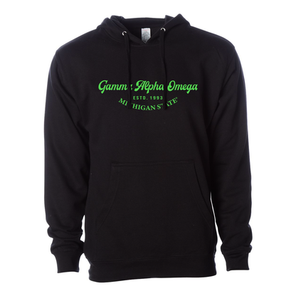 Gamma Alpha Omega Hoodie, Elegant Print Design