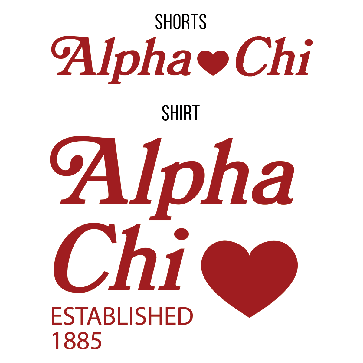 Sorority Established Heart Design T-Shirt and Short Package Deal