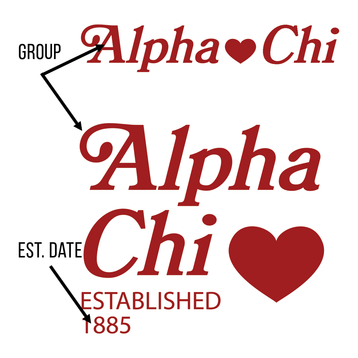 Sorority Established Heart Design T-Shirt and Short Package Deal