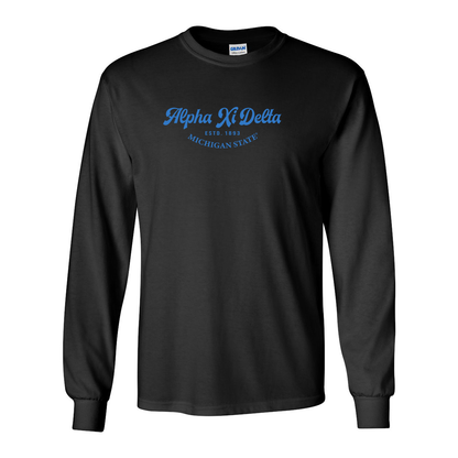 Alpha Xi Delta Long-Sleeve Shirt, Elegant Print Design