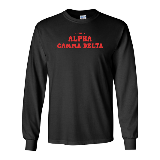 #Alpha Gamma Delta Long-Sleeve Shirt, Bubble Print Design