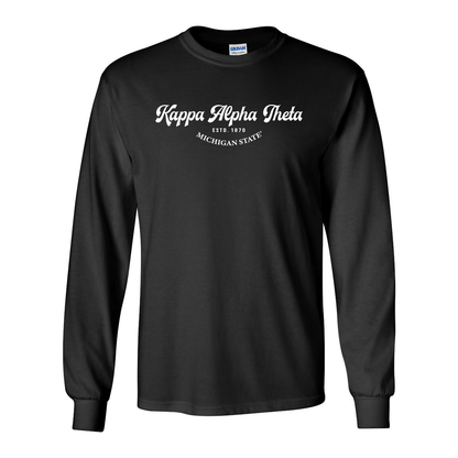 Kappa Alpha Theta Long-Sleeve Shirt, Elegant Print Design