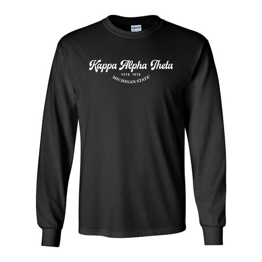 #Kappa Alpha Theta Long-Sleeve Shirt, Elegant Print Design