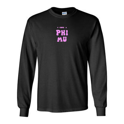 #Phi Mu Long-Sleeve Shirt, Bubble Print Design