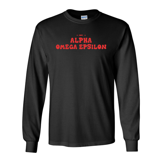 #Alpha Omega Epsilon Long-Sleeve Shirt, Bubble Print Design