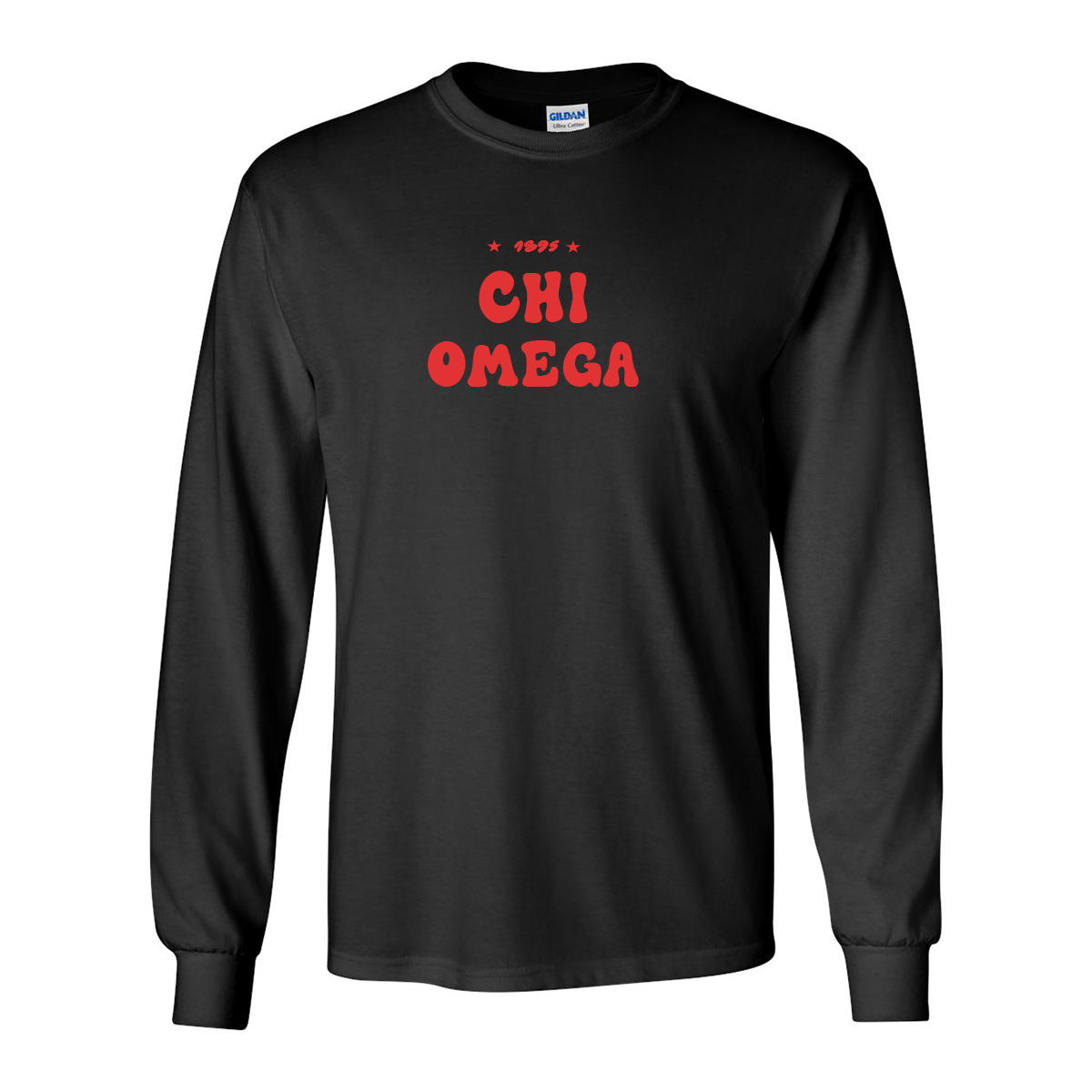 #Chi Omega Long-Sleeve Shirt, Bubble Print Design