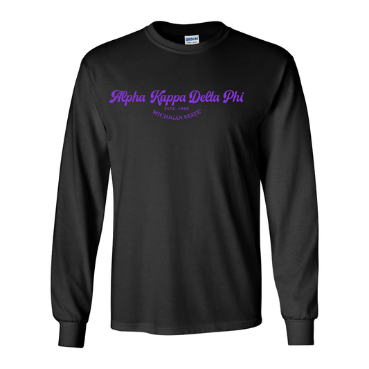 #Alpha Kappa Delta Phi Long-Sleeve Shirt, Elegant Print Design