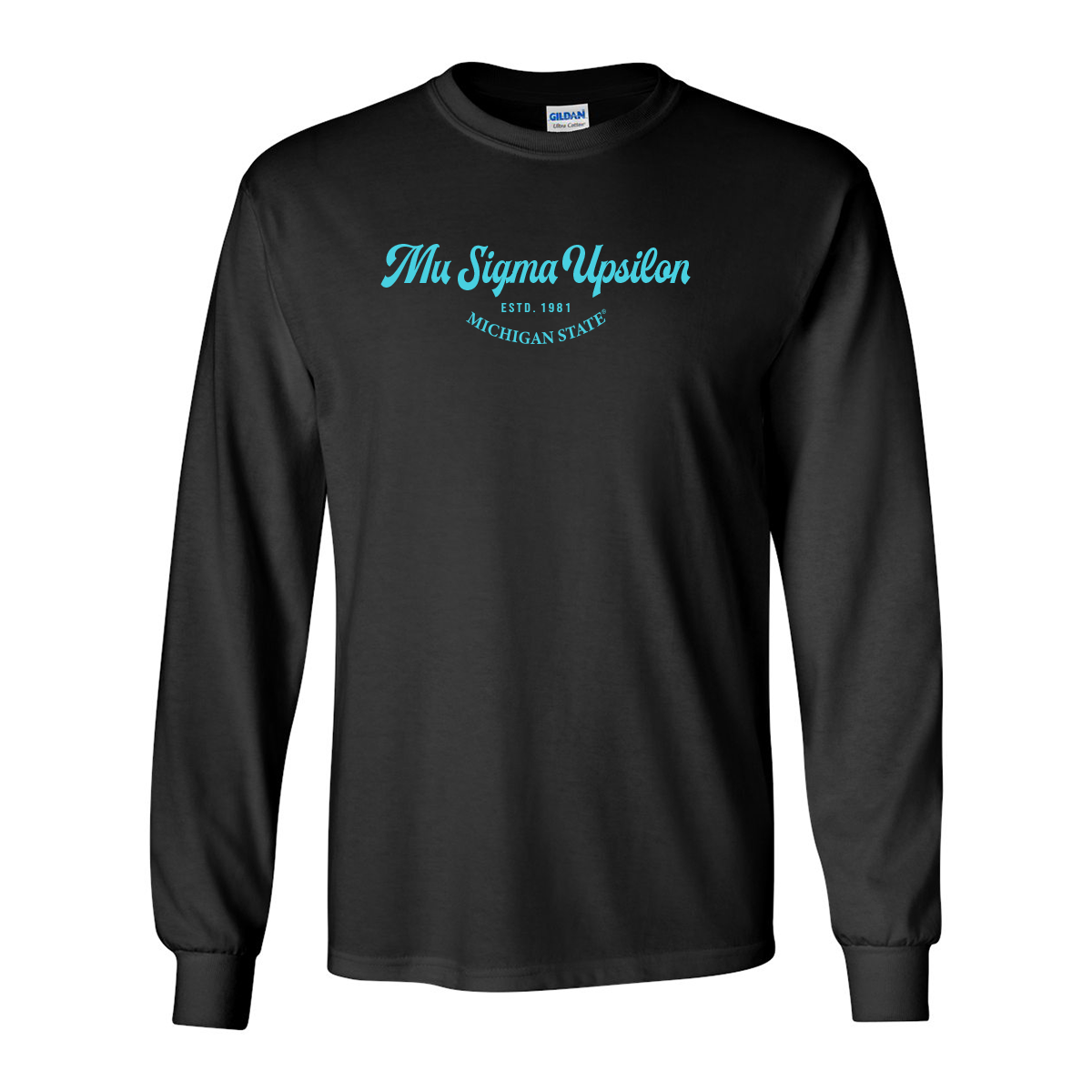 Mu Sigma Upsilon Long-Sleeve Shirt, Elegant Print Design