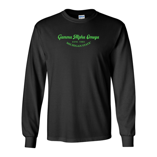 #Gamma Alpha Omega Long-Sleeve Shirt, Elegant Print Design