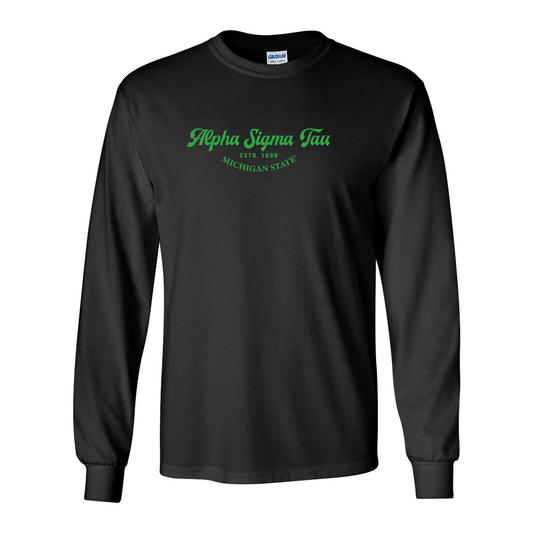 #Alpha Sigma Tau Long-Sleeve Shirt, Elegant Print Design