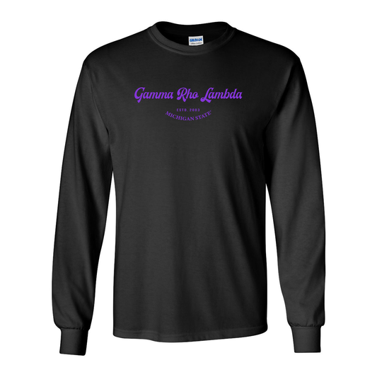 #Gamma Rho Lambda Long-Sleeve Shirt, Elegant Print Design