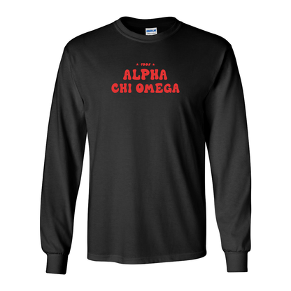 Alpha Chi Omega Long-Sleeve Shirt, Bubble Print Design