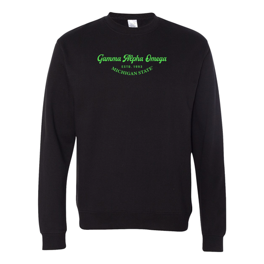 Gamma Alpha Omega Crewneck Sweatshirt, Elegant Print Design