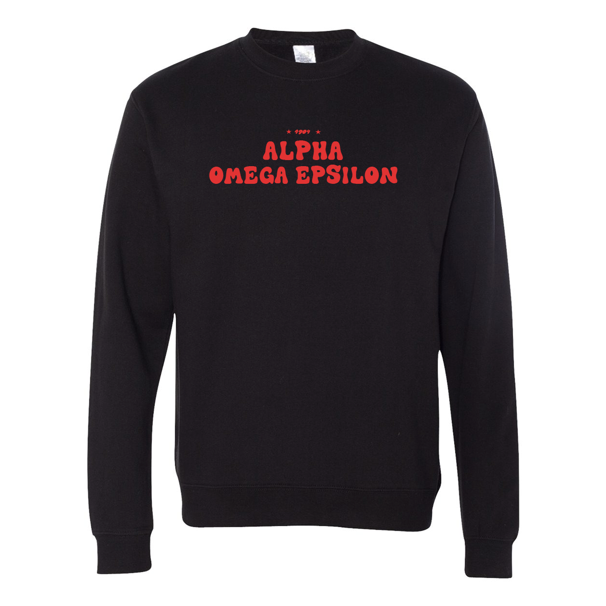 Alpha Omega Epsilon Crewneck Sweatshirt, Bubble Print Design