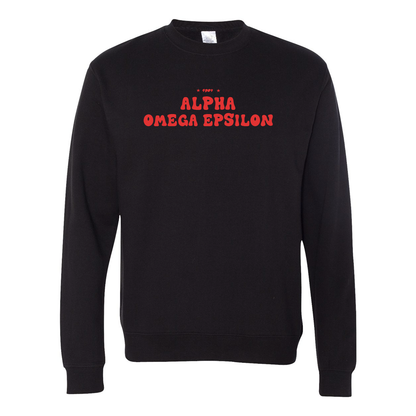 Alpha Omega Epsilon Crewneck Sweatshirt, Bubble Print Design
