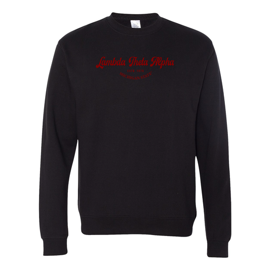 Lambda Theta Alpha Crewneck Sweatshirt, Elegant Print Design