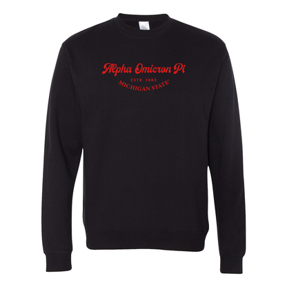 Alpha Omicron Pi Crewneck Sweatshirt, Elegant Print Design