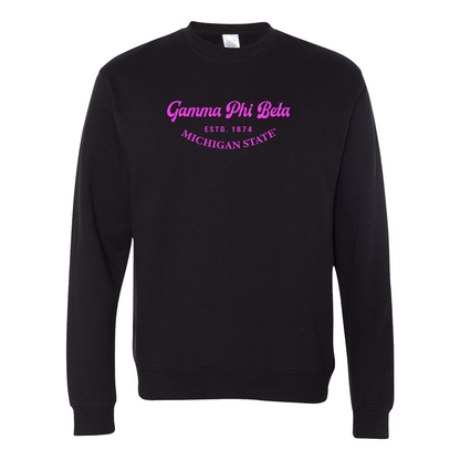 Gamma Phi Beta Crewneck Sweatshirt, Elegant Print Design