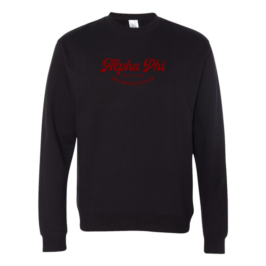 Alpha Phi Crewneck Sweatshirt, Elegant Print Design