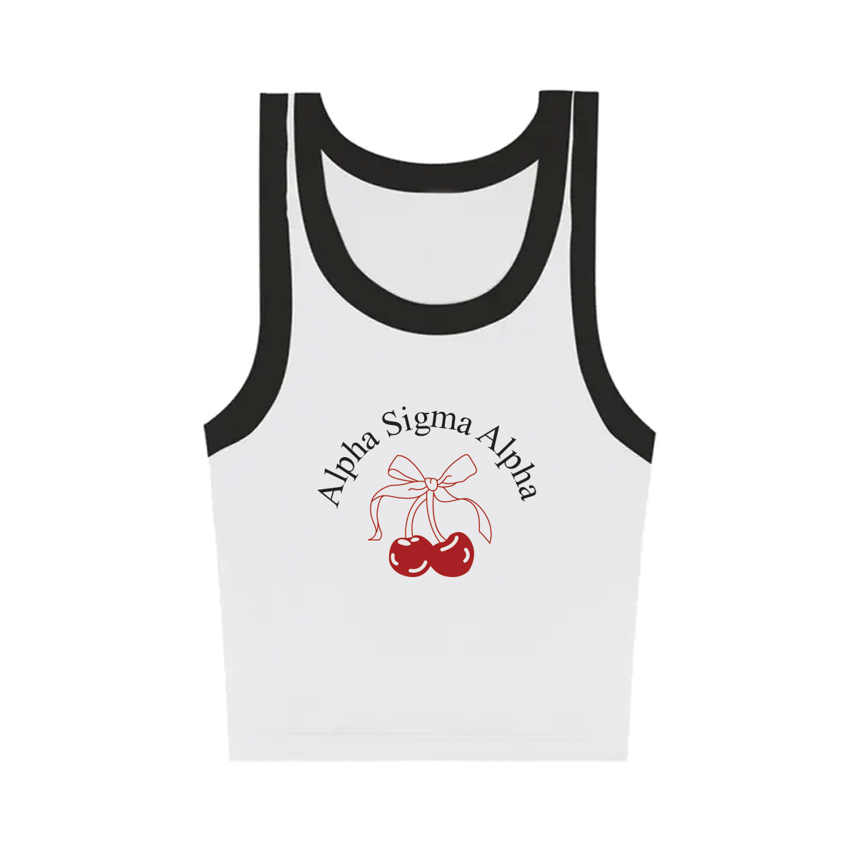 Sorority Sporty Baby Rib Crop Tank Cherry Bow Design
