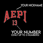 Greek Two Button Baseball Jersey, Curved Nickname Design