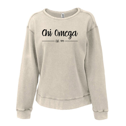 Sorority Waffle Crewneck, Printed Script Established Date - P-5433 - CAD