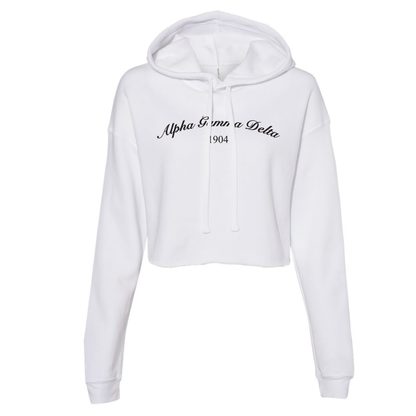 Custom Sorority Bella+Canvas Cropped Hoodie with Script & Year