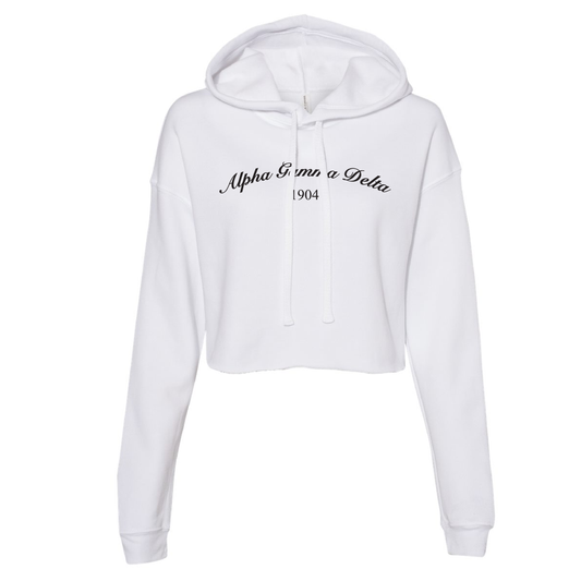 Custom Sorority Bella+Canvas Cropped Hoodie with Script & Year