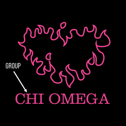 Sorority Garment Dye Yoga Pants, Flame Heart Design