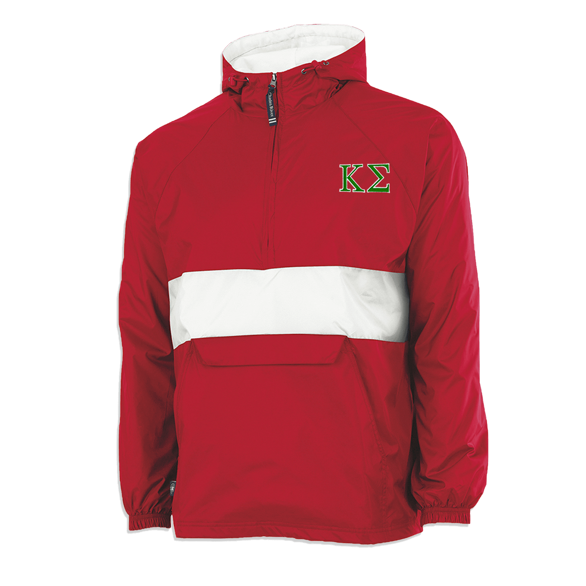 Greek Striped Pullover Jacket, 2-Color Greek Letters - EMB