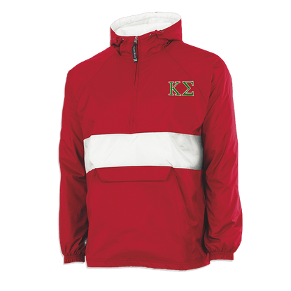 Greek Striped Pullover Jacket, 2-Color Greek Letters - EMB