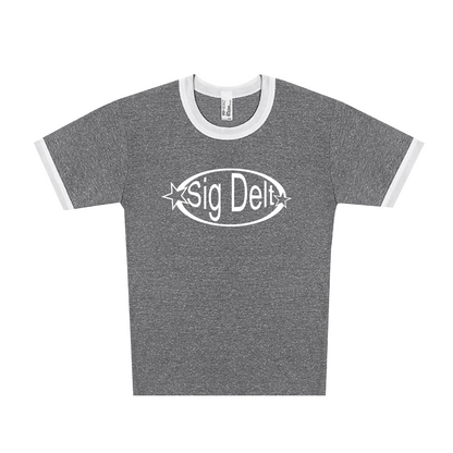 Sorority Rib Ringer Tee Oval Shine Design