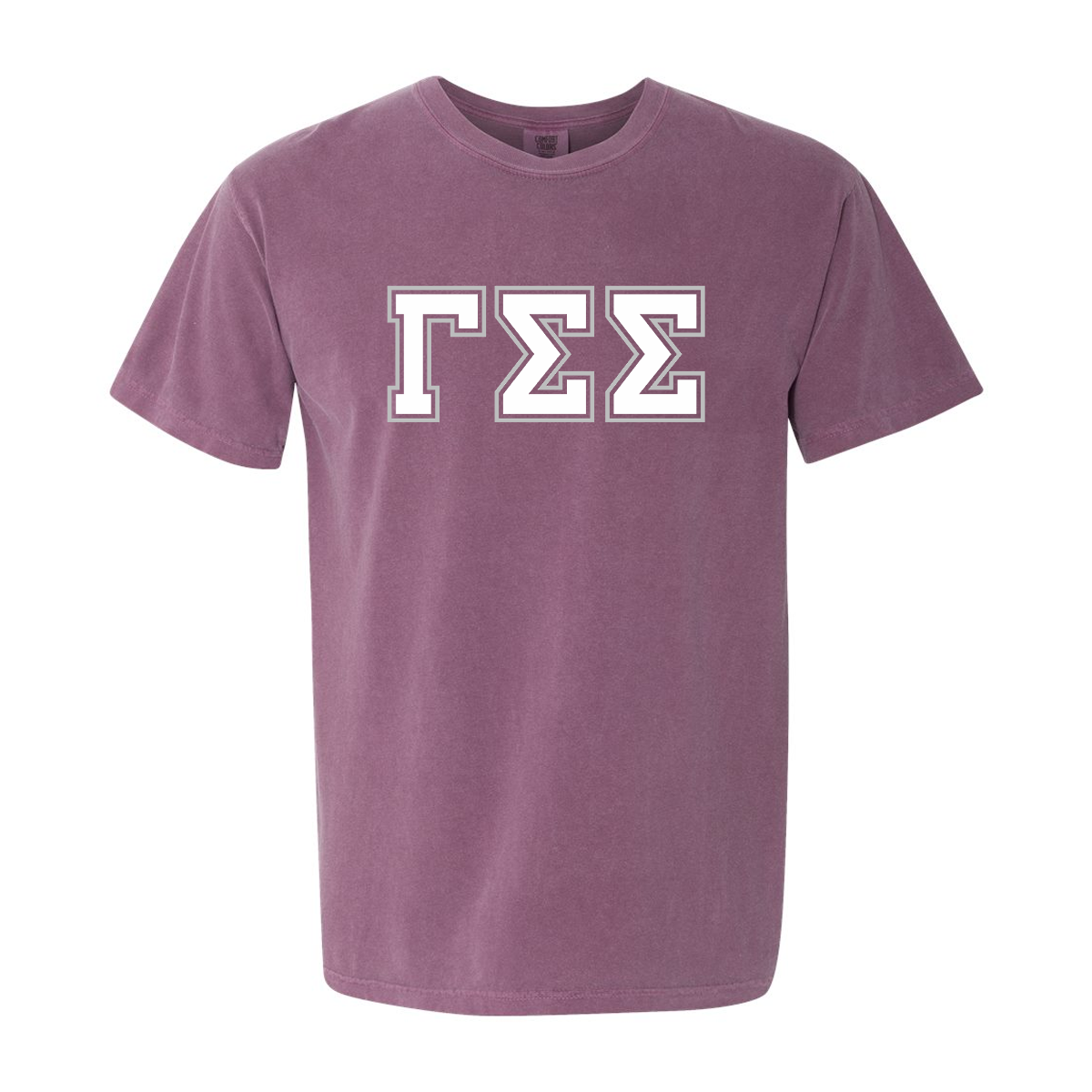 Greek Comfort Color T-Shirt, Printed Two Tone Varsity Letters