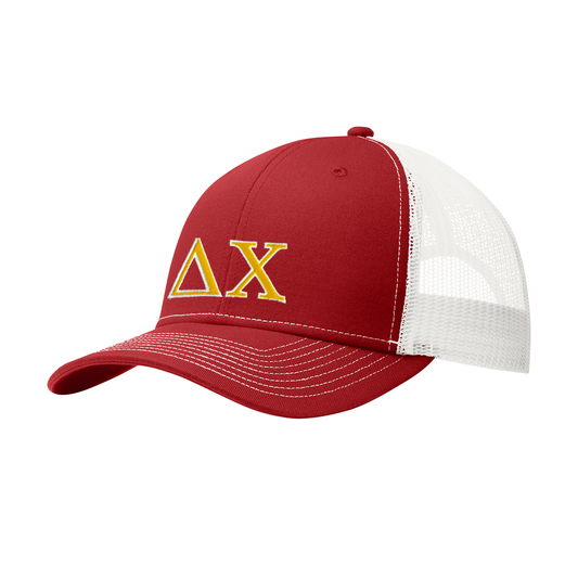 Fraternity Snapback Trucker Cap, 2-Color Greek Letters - C402 - EMB