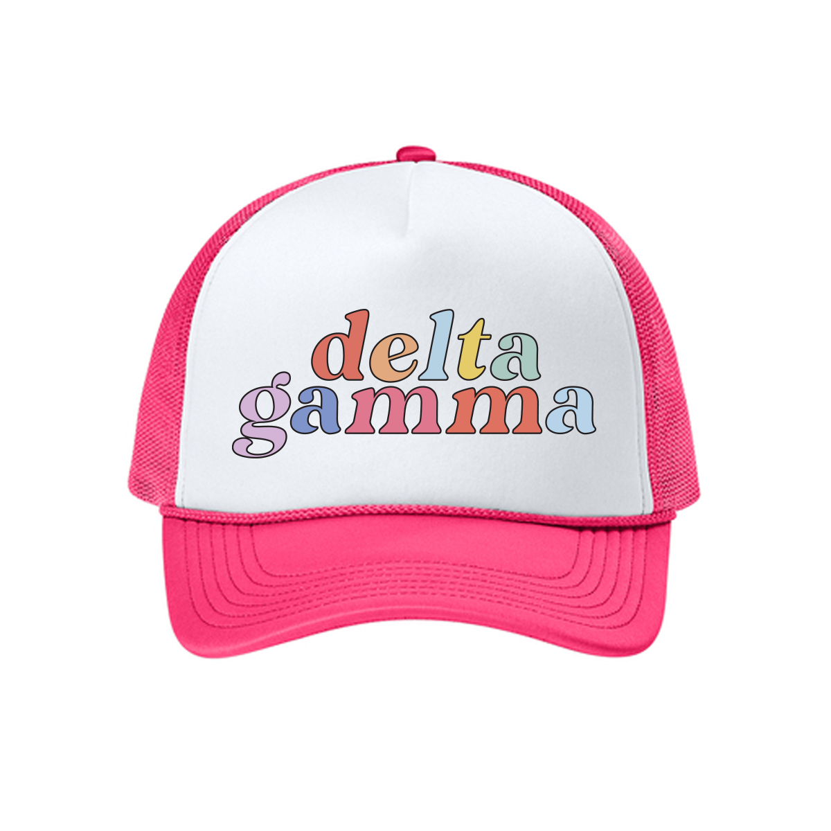 Custom Colorful Bubbly Text Sorority Foam Trucker Hat