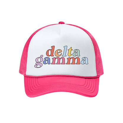 Custom Colorful Bubbly Text Sorority Foam Trucker Hat