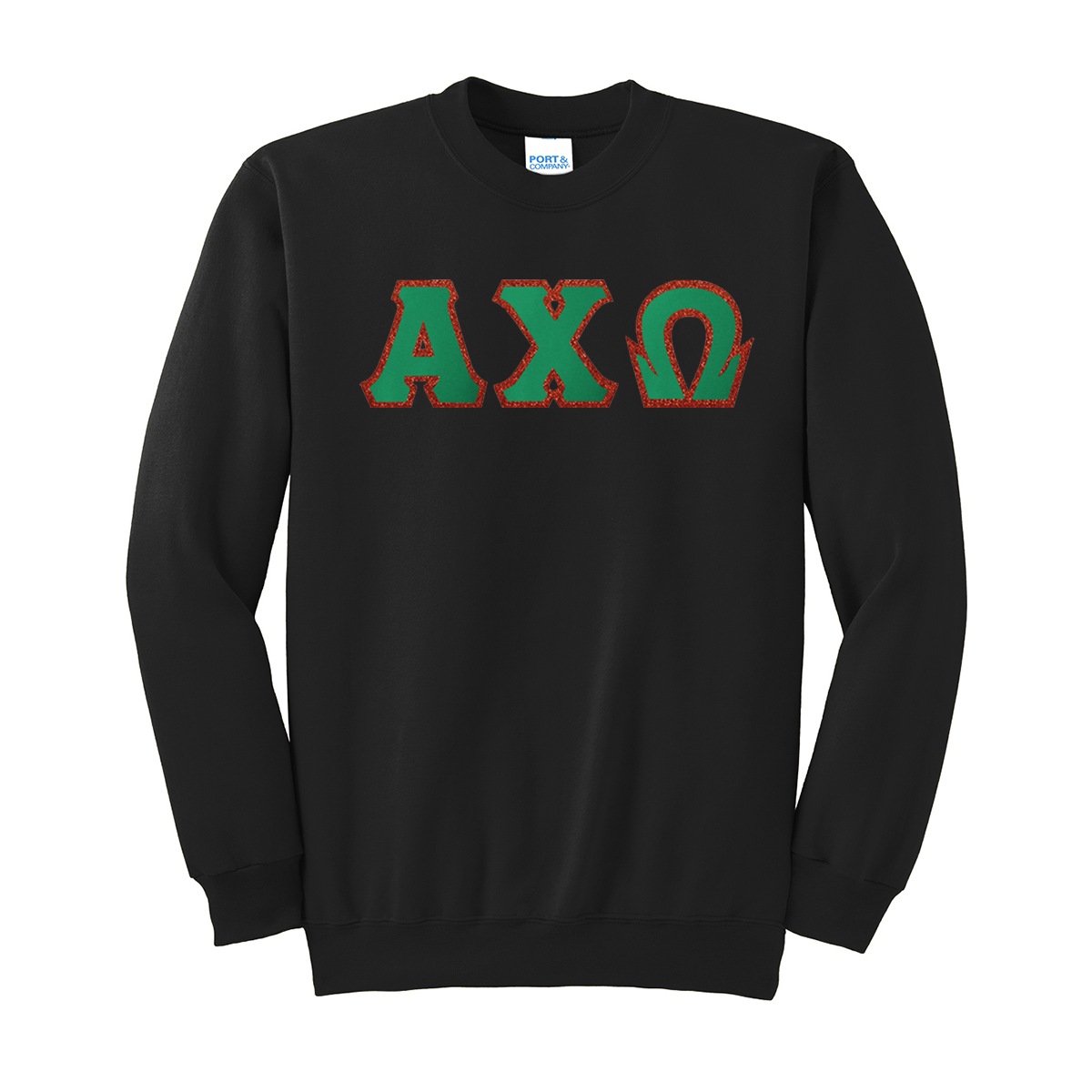 Alpha Chi Omega Letter Crewneck Sweatshirt, Port & Company - TWILL