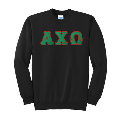 Alpha Chi Omega Letter Crewneck Sweatshirt, Port & Company - TWILL