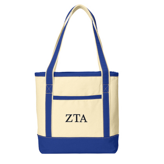 1 Color Greek Letter Medium Cotton Canvas Tote