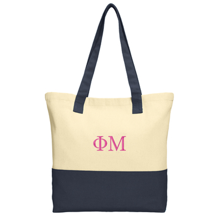1 Color Greek Letter Colorblock Cotton Tote