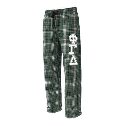 Greek Flannel Pants, Printed Varsity Letters - FLNP - CAD
